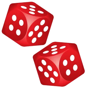 Red Dice Tossed Illustration PNG Image