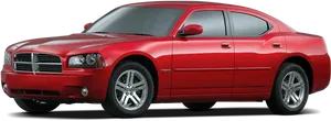 Red Dodge Charger Side View PNG Image