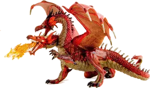 Red Dragon Breathing Fire PNG Image