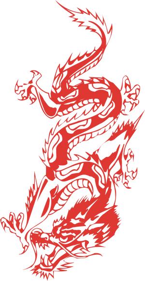 Red Dragon Illustration Japanese Style PNG Image