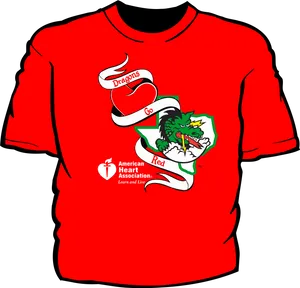 Red Dragons Heart Association T Shirt Design PNG Image