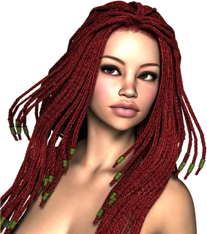 Red Dreadlocks Portrait PNG Image