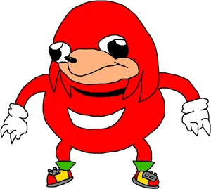 Red Echidna Cartoon Character PNG Image