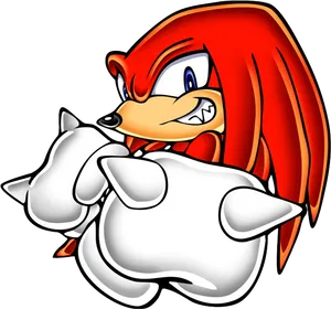 Red Echidna Knuckles Sonic Character PNG Image