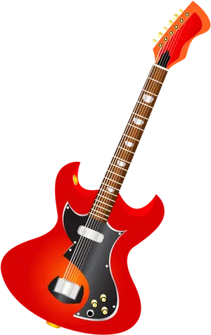 Red Electric Guitar Illustration PNG Image