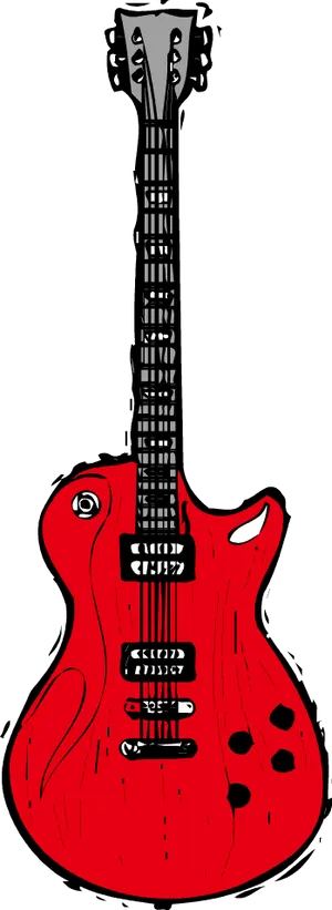 Red Electric Guitar Illustration PNG Image