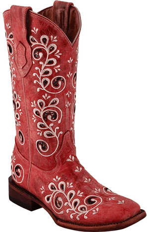 Red Embroidered Cowboy Boot PNG Image