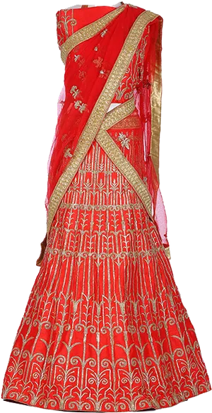 Red Embroidered Lehenga Choli PNG Image