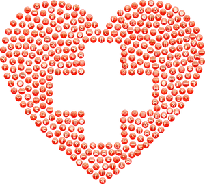 Red Emoji Heart Pattern PNG Image