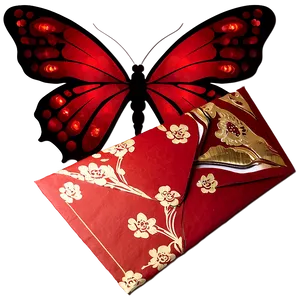 Red Envelope With Butterfly Motif Png Xij PNG Image