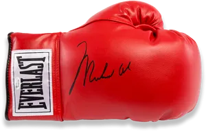 Red Everlast Boxing Glove Signed PNG Image