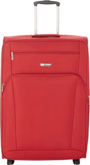 Red Fabric Suitcase Upright PNG Image