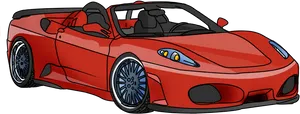 Red Ferrari Convertible Cartoon PNG Image