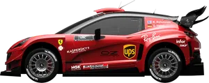 Red Ferrari Rally Car Side View PNG Image