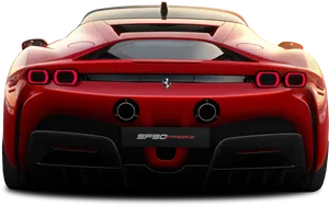 Red Ferrari S F90 Stradale Rear View PNG Image