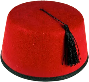 Red Fez Hatwith Black Tassel PNG Image