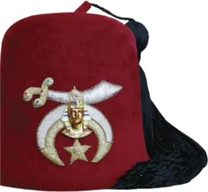 Red Fez Hatwith Emblem PNG Image