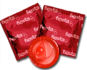 Red Fiesta Condom Packetsand Product PNG Image