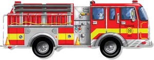 Red Fire Engine Truck Side View PNG Image