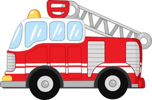 Red Fire Truck Cartoon Illustration PNG Image