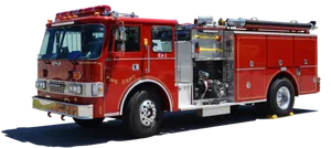 Red Fire Truck Side View PNG Image