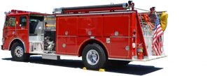 Red Fire Truck Side View PNG Image