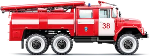 Red Fire Truck Side View PNG Image