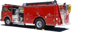 Red Fire Truck Side View PNG Image