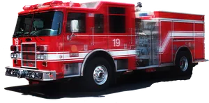 Red Fire Truck Side View PNG Image