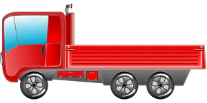 Red Flatbed Truck Illustration PNG Image