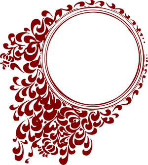 Red Floral Circle Border Design PNG Image