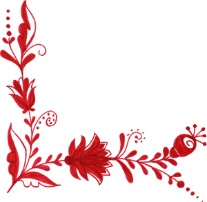 Red Floral Corner Design PNG Image