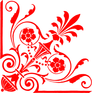 Red Floral Corner Design PNG Image