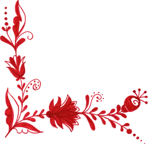 Red Floral Corner Design PNG Image