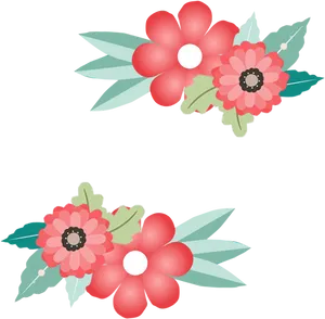 Red_ Floral_ Design_on_ Black_ Background PNG Image