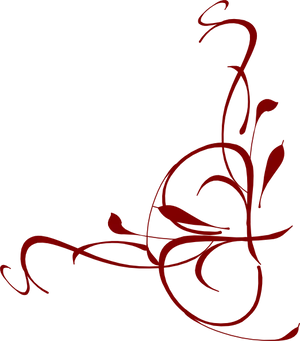 Red Floral Swirlson Black Background PNG Image