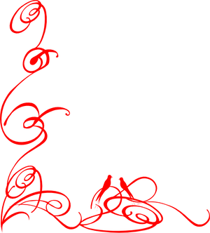 Red Flourish Decorative Line Art PNG Image