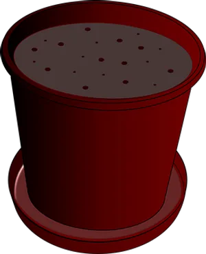 Red Flower Pot Illustration PNG Image