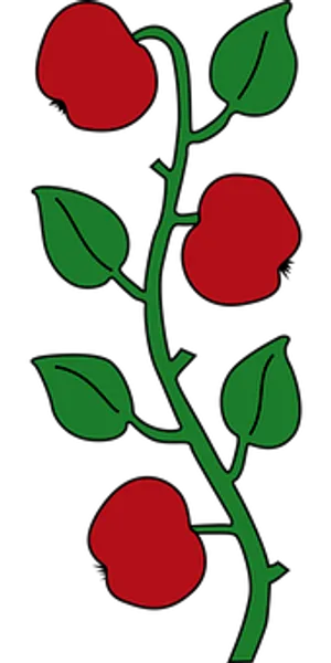 Red Flowers Green Stem Silhouette PNG Image