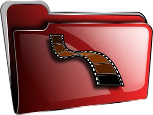 Red Folder Film Strip Icon PNG Image