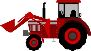 Red Front Loader Tractor Graphic PNG Image