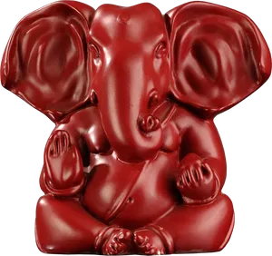 Red Ganesh Idol Sculpture PNG Image