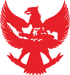 Red Garuda Silhouette Indonesia Map PNG Image