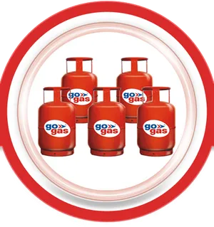 Red Gas Cylinders Branded PNG Image