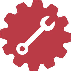 Red Gear Wrench Icon PNG Image