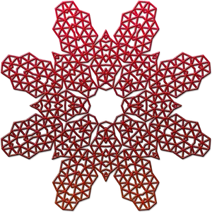 Red Geometric Snowflake Pattern PNG Image