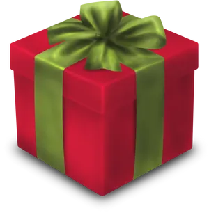 Red Gift Box Green Ribbon PNG Image