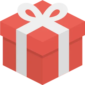 Red Gift Box White Ribbon Icon PNG Image