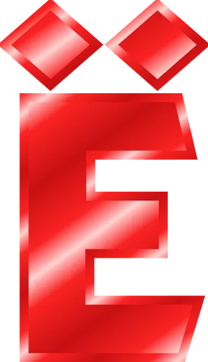 Red Glossy Letter E Design PNG Image