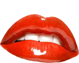 Red Glossy Lips Closeup.png PNG Image